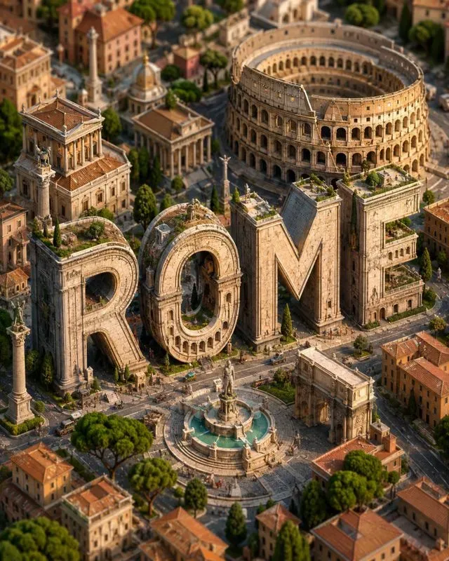 3D Isometric City Typography Art