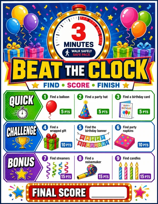 Timed Scavenger Hunt Challenge Generator