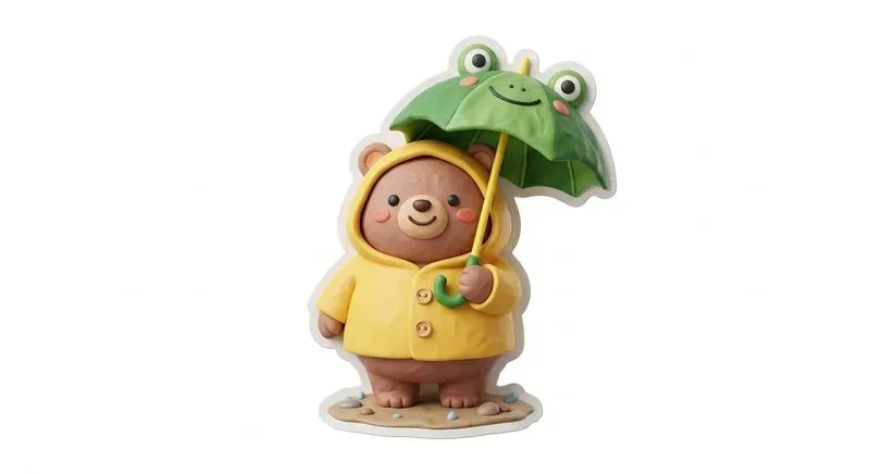 3D Cozy Clay Cute Animal Stickers