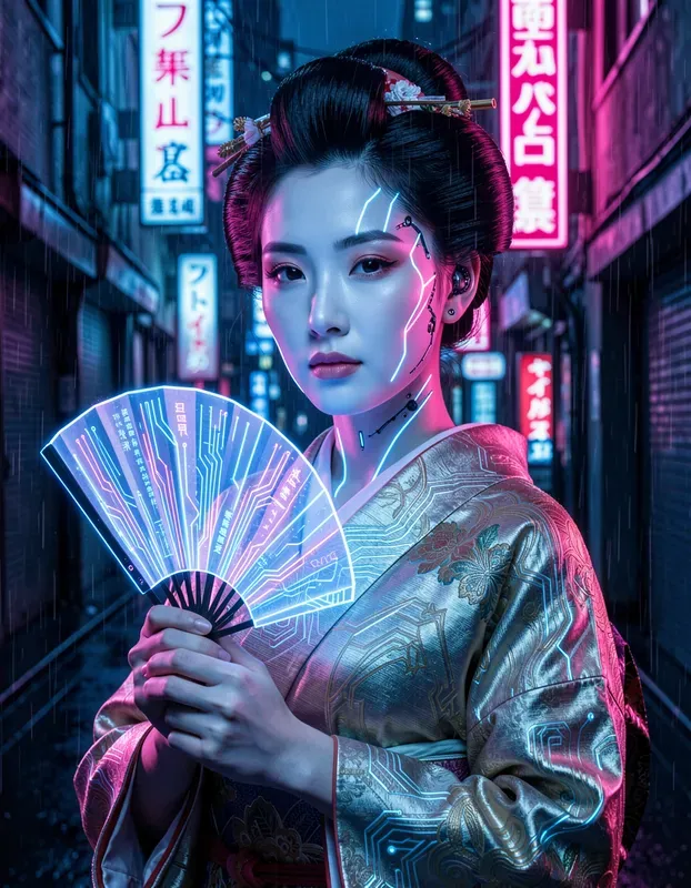 Neo Tokyo Cybernetic Geisha Portraits