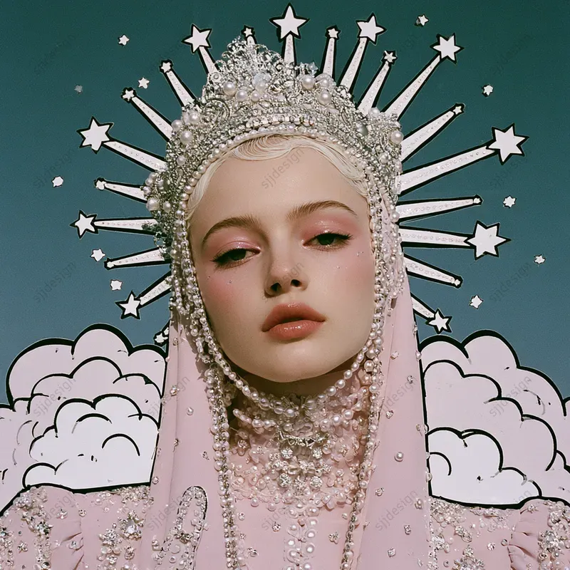 Pink Celestial Collage Portraits