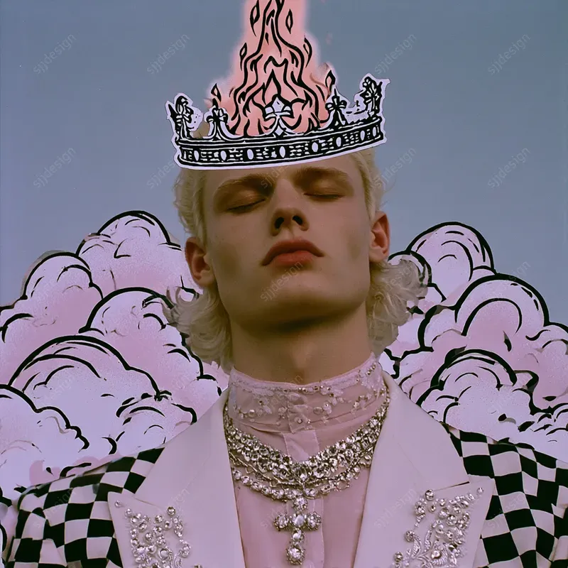 Pink Celestial Collage Portraits