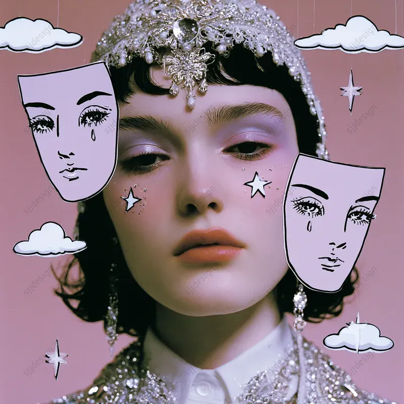 Pink Celestial Collage Portraits