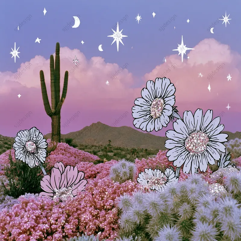 Pink Celestial Collage Portraits