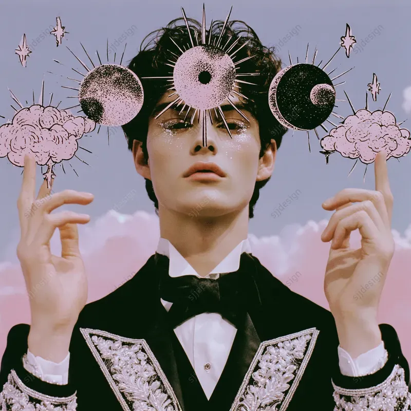 Pink Celestial Collage Portraits