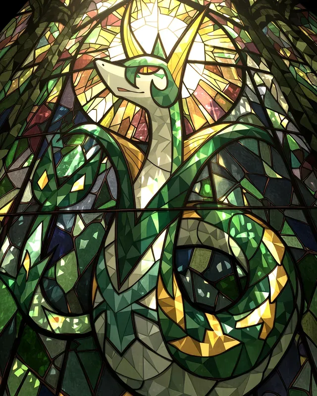 Exquisite Stained Glass Pokemon Designs