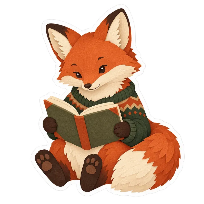 Sticker Designs Cozy Reading Animals