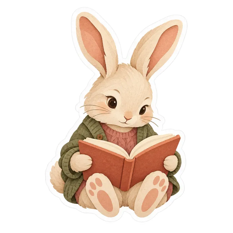 Sticker Designs Cozy Reading Animals