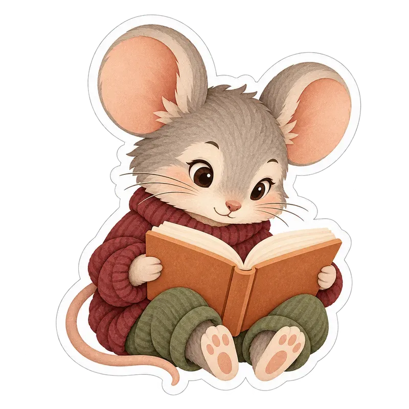 Sticker Designs Cozy Reading Animals