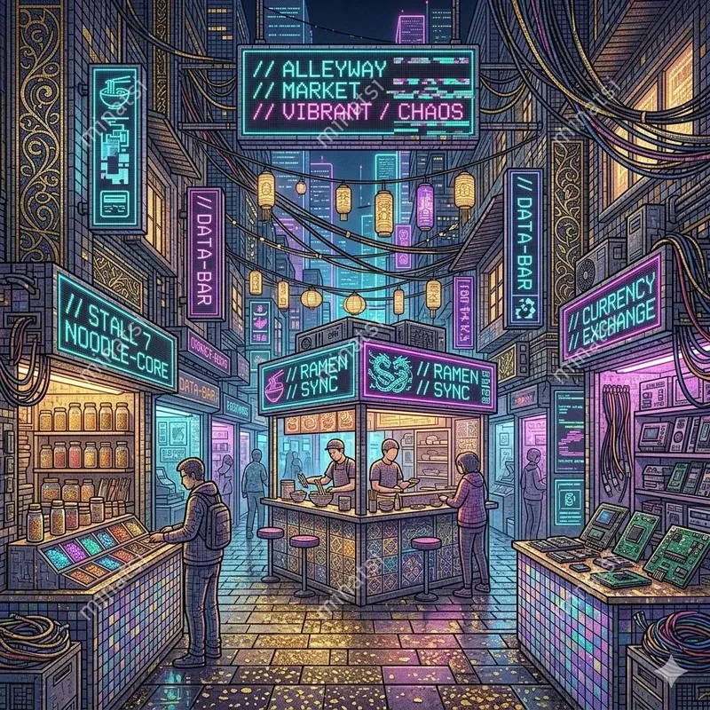 Cyberpunk Micromosaic Cityscapes