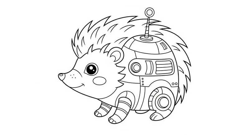 Cyborg Animal Coloring Book Line Art