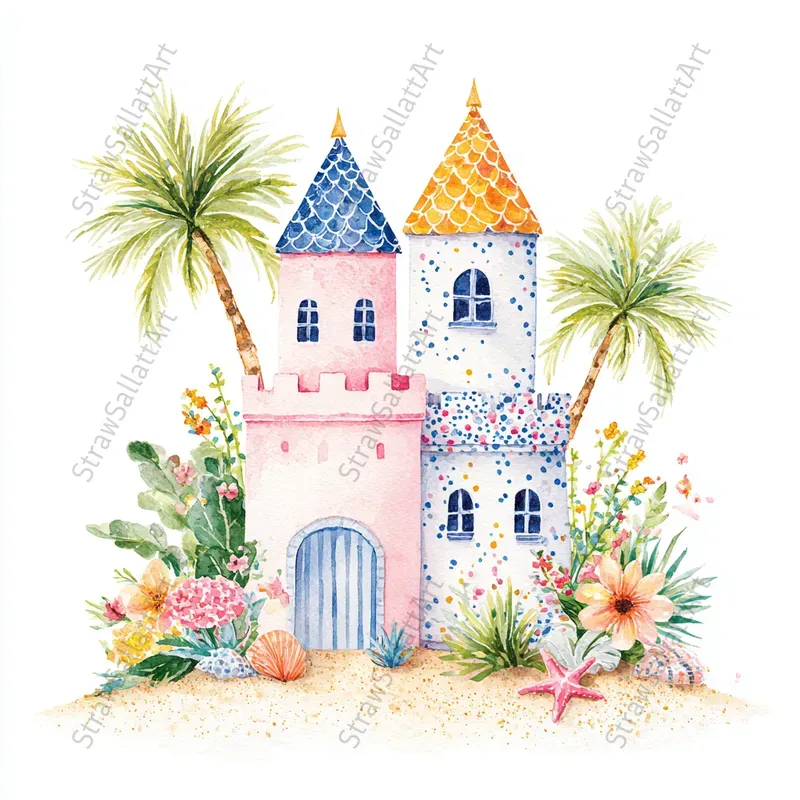 Minimalist Tropical Summer Icons Clipart