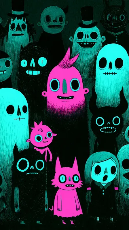 Neon Spookycute Halloween Illustrations
