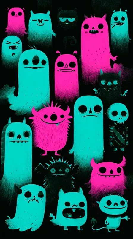 Neon Spookycute Halloween Illustrations
