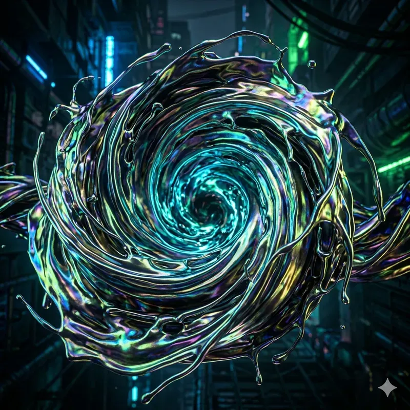 Iridescent 3D Fluid Metal Album Art