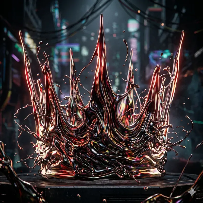 Iridescent 3D Fluid Metal Album Art