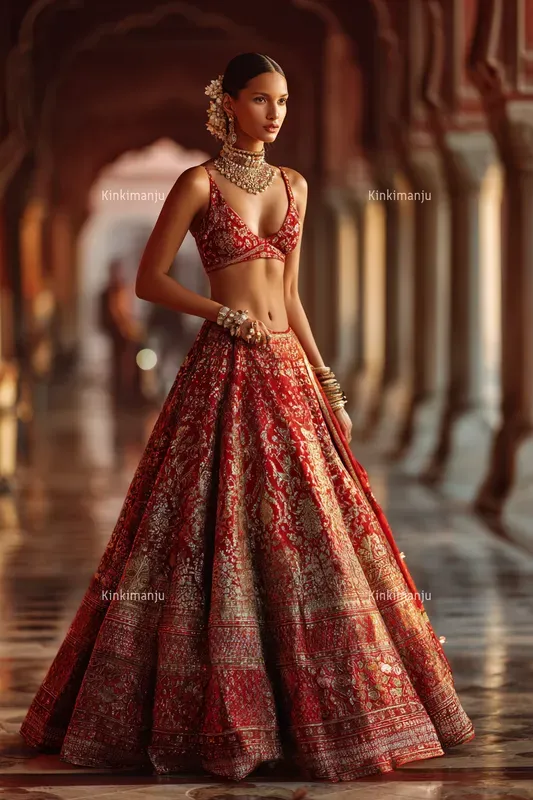 20 Luxury Diwali Lehenga Editorial Prompts