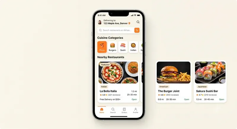Premium Modern Food Delivery UI Templates