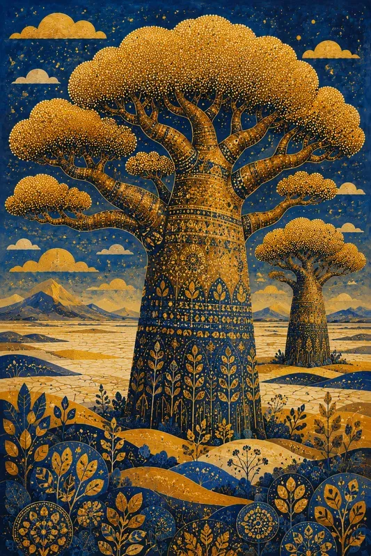 Whimsical Pointillist Folk Art Landscapes
