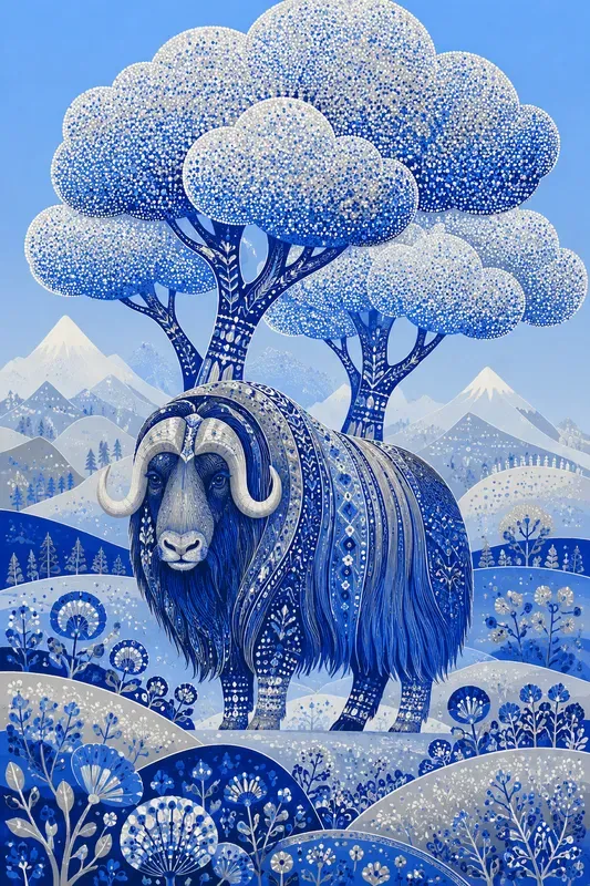 Whimsical Pointillist Folk Art Landscapes