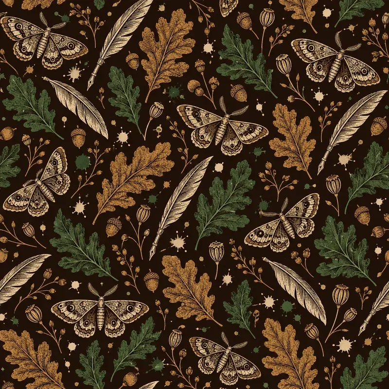 Dark Academia Botanical Patterns