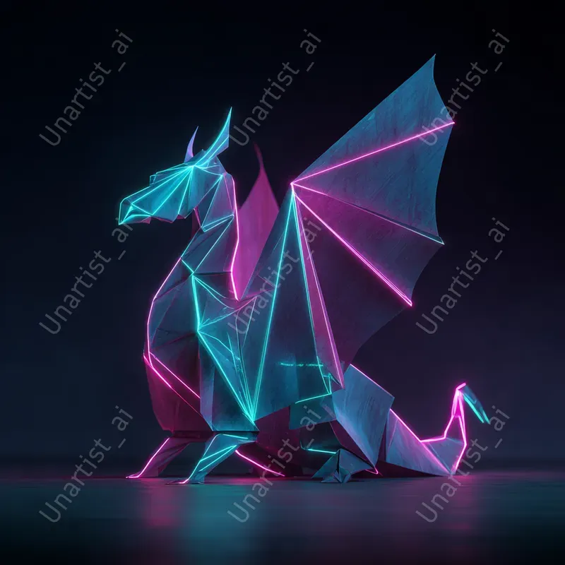 Neon Paper Origami Objects