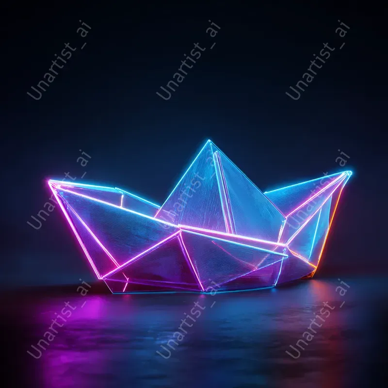 Neon Paper Origami Objects