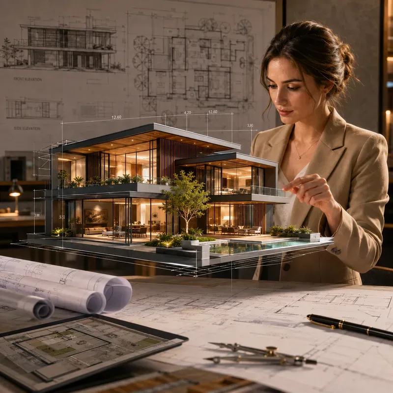 Futuristic Architectural Blueprint Art