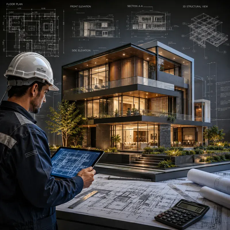 Futuristic Architectural Blueprint Art
