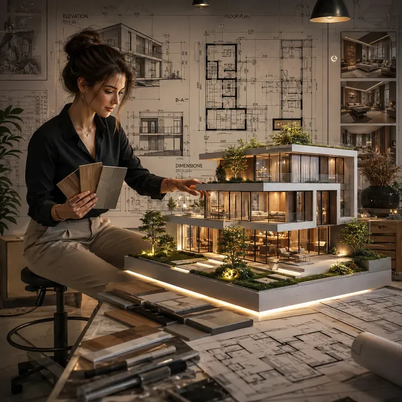 Futuristic Architectural Blueprint Art