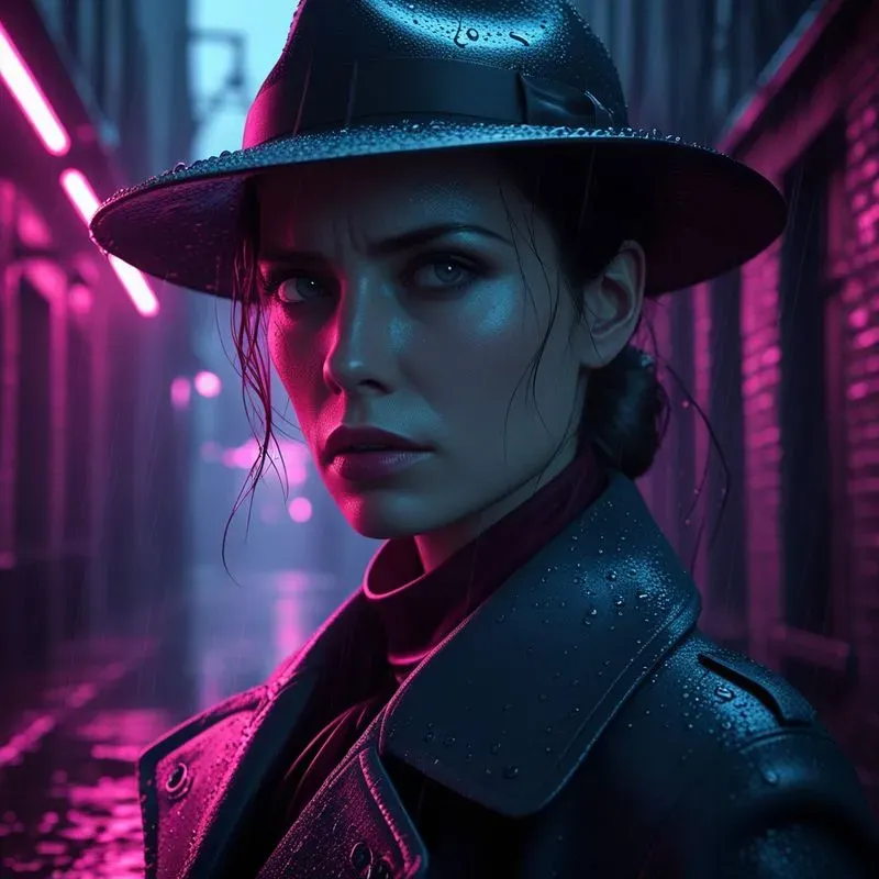 Cinematic Neon Noir Character Portraits