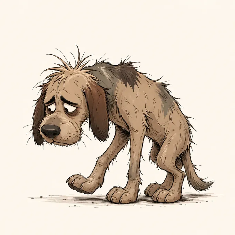 Scruffy Sad Cartoon Animals