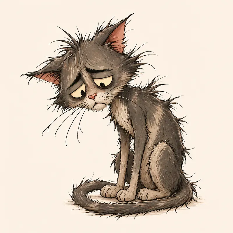 Scruffy Sad Cartoon Animals