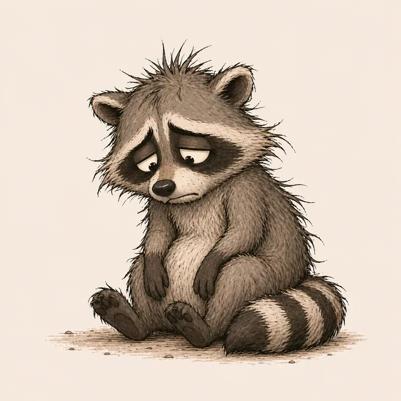 Scruffy Sad Cartoon Animals
