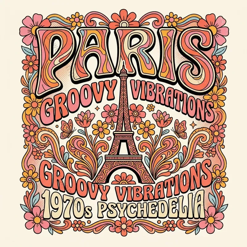70s Psychedelic Retro Tshirt Graphics