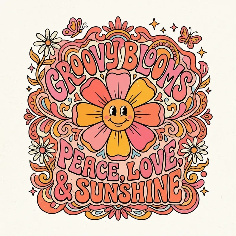 70s Psychedelic Retro Tshirt Graphics