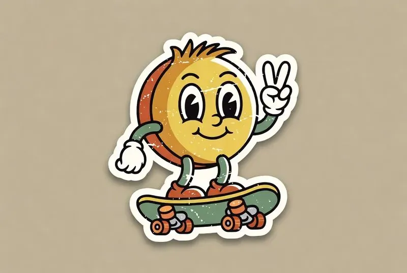 Retro 70s Groovy Mascot Sticker Art