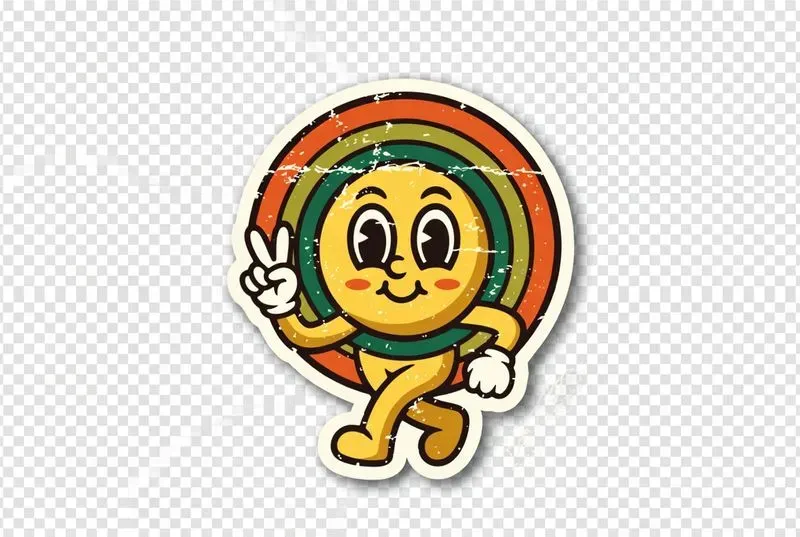 Retro 70s Groovy Mascot Sticker Art