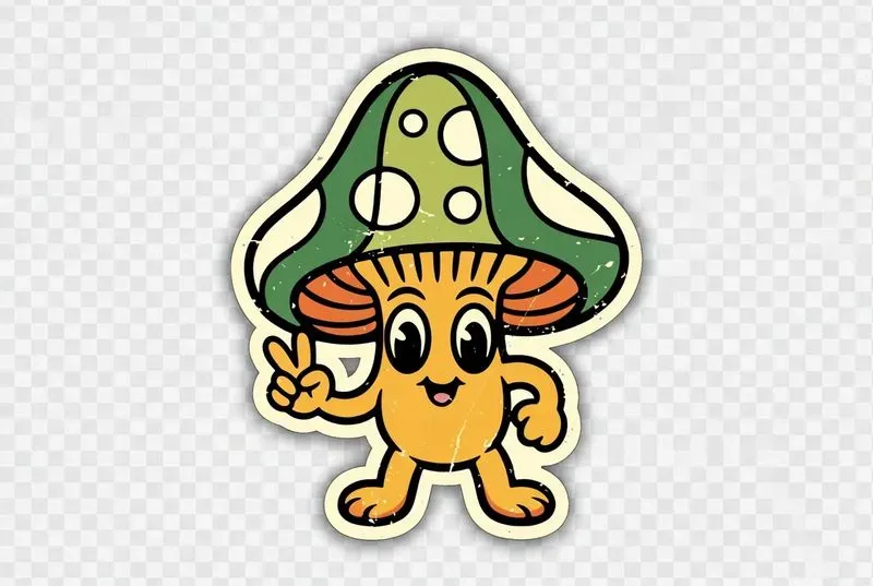 Retro 70s Groovy Mascot Sticker Art