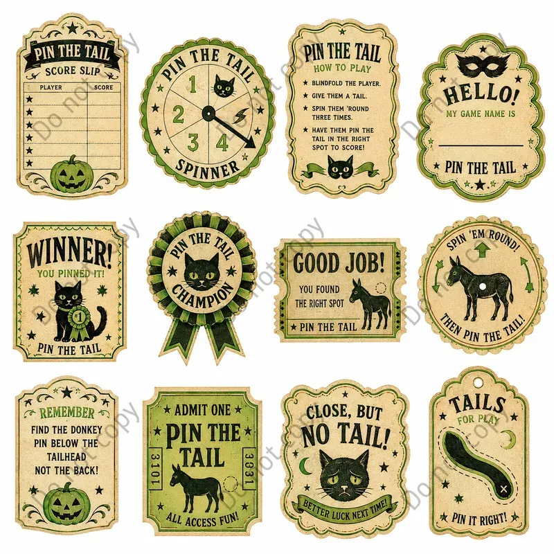Vintage Halloween Party Game Sheets
