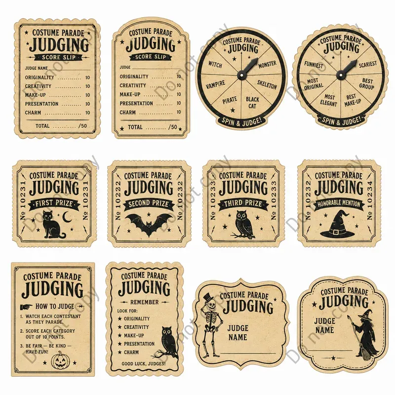 Vintage Halloween Party Game Sheets