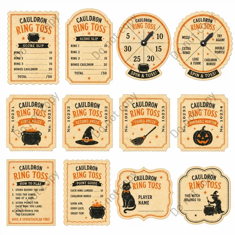 Vintage Halloween Party Game Sheets