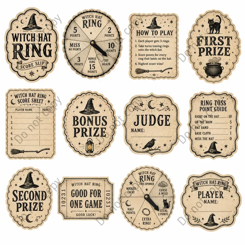Vintage Halloween Party Game Sheets