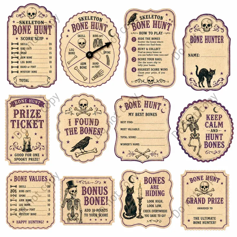 Vintage Halloween Party Game Sheets