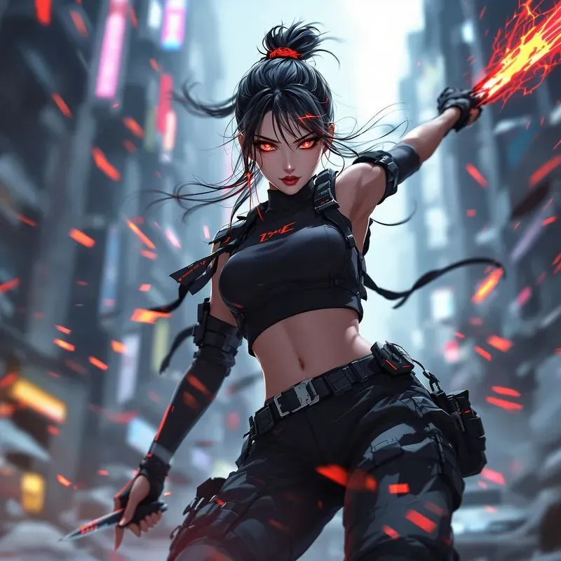 Cyberpunk Anime Girls With Dynamic Poses