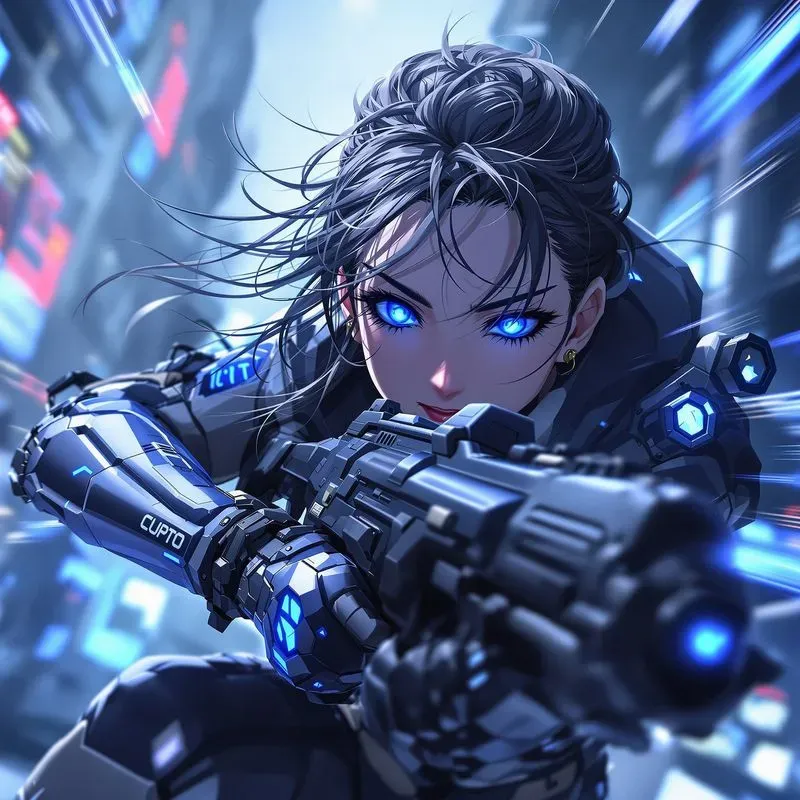 Cyberpunk Anime Girls With Dynamic Poses