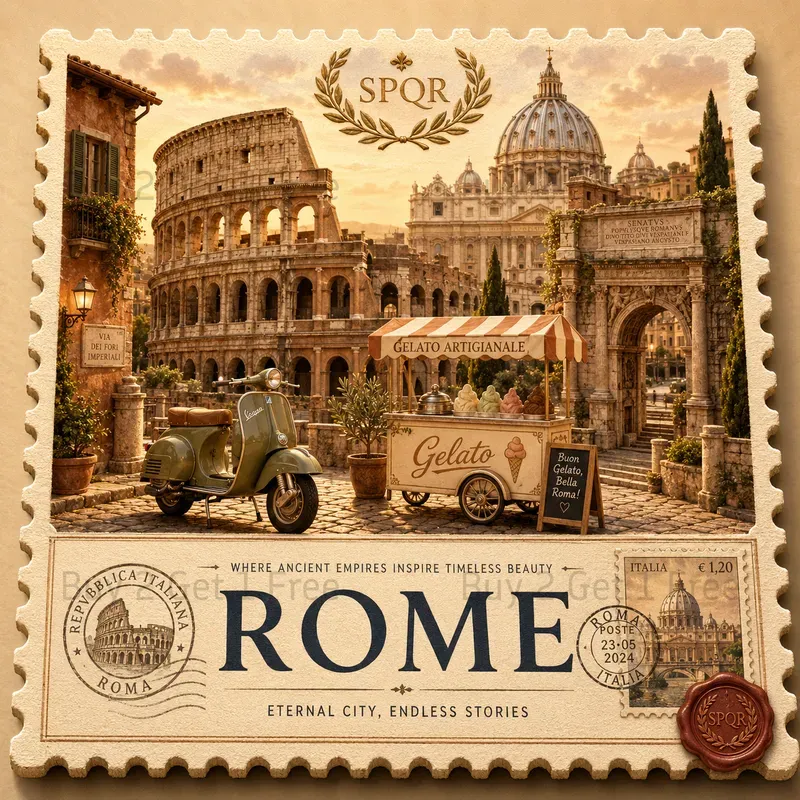 Luxury Travel Stamp Postcards
