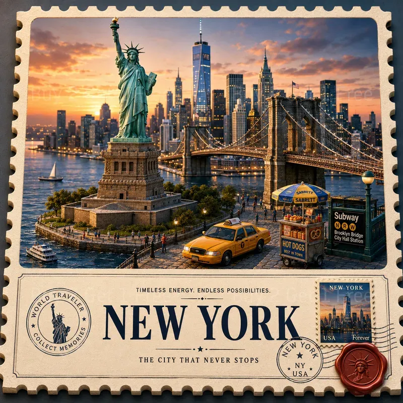 Luxury Travel Stamp Postcards