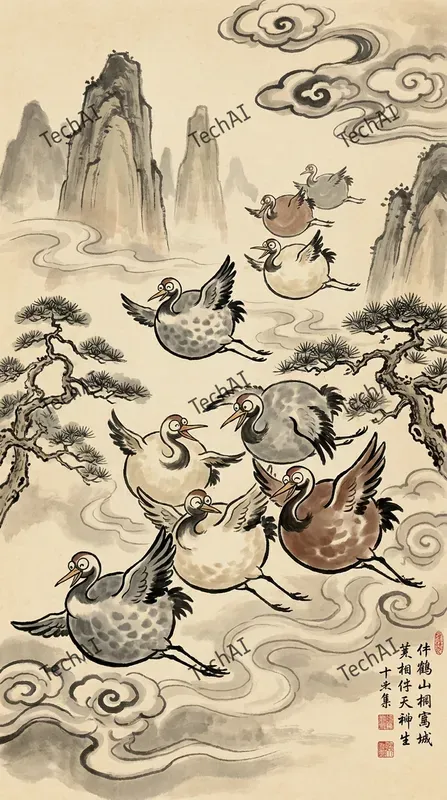 Whimsical Chinese Ink Wash Style