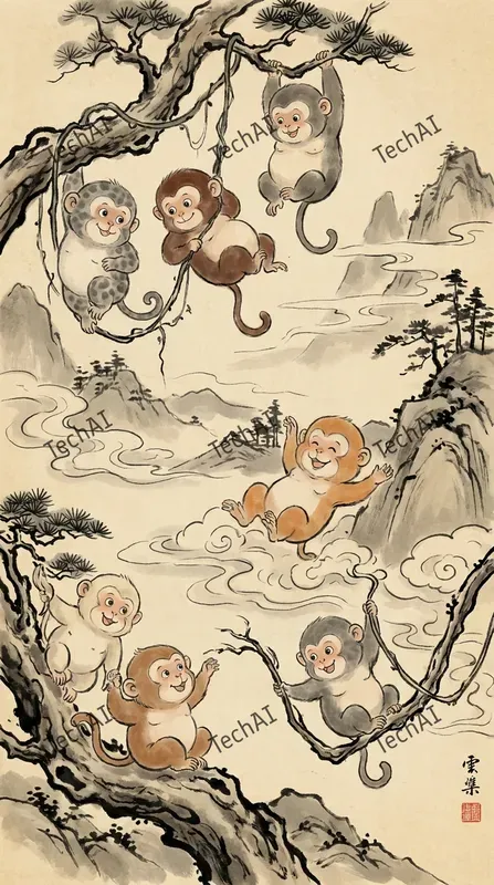 Whimsical Chinese Ink Wash Style